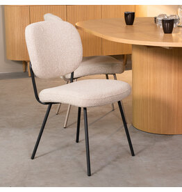 Damn LABEL51 Eetkamerstoel Singapore - Naturel - Royal Boucle - Zwart Metalen Frame