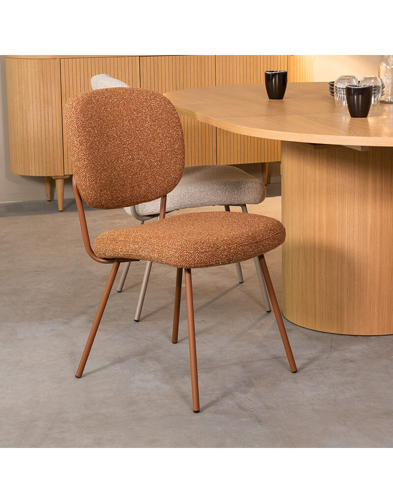 Damn LABEL51 Eetkamerstoel Singapore - Coral - Royal Boucle - Coral Metalen Frame