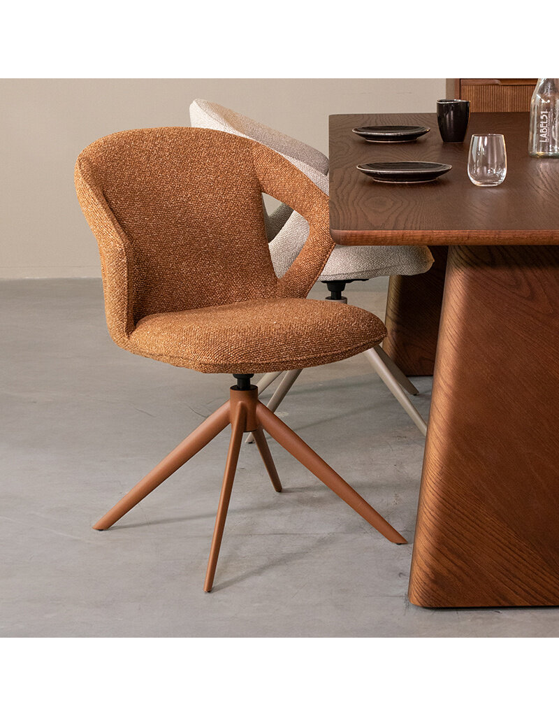 Damn LABEL51 Eetkamerstoel Zurich - Coral - Royal Boucle - Coral Metalen Frame