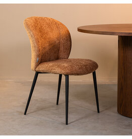 Damn LABEL51 Eetkamerstoel Vino - Cognac - Elite - Zwart Metalen Frame