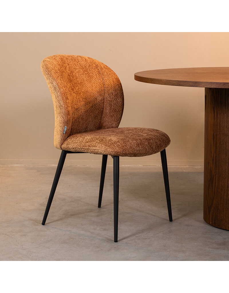 Damn LABEL51 Eetkamerstoel Vino - Cognac - Elite - Zwart Metalen Frame
