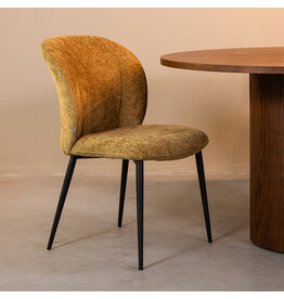 Damn LABEL51 Eetkamerstoel Vino - Mustard - Elite - Zwart Metalen Frame