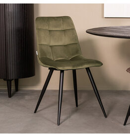Damn LABEL51 Eetkamerstoel Bistro - Hunter - Fluweel - Zwart Metalen Frame