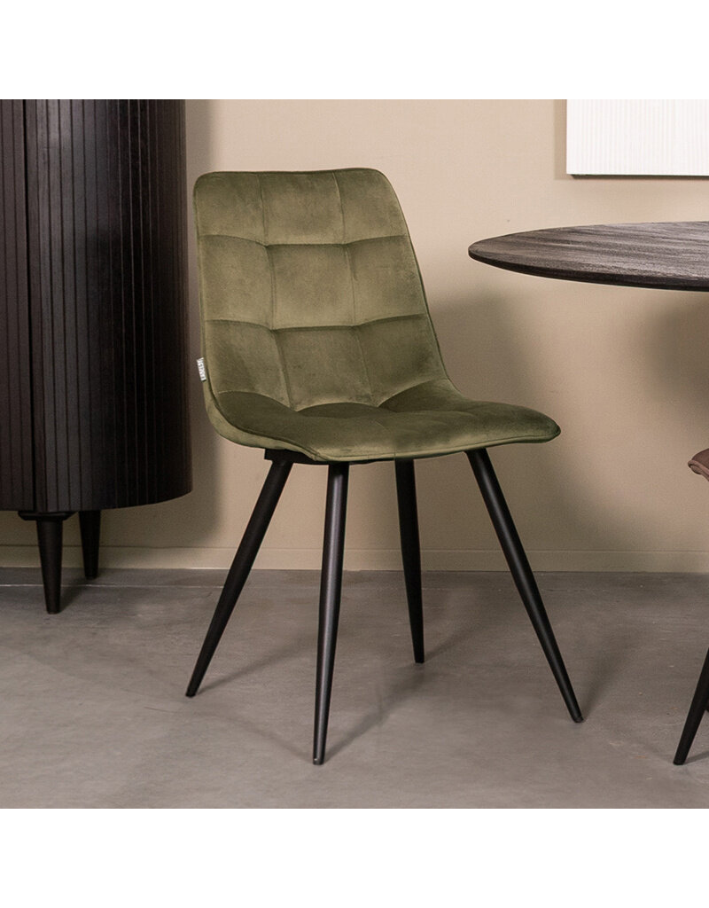 Damn LABEL51 Eetkamerstoel Bistro - Hunter - Fluweel - Zwart Metalen Frame