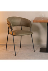 Damn LABEL51 Eetkamerstoel Luuk - Moss - Micro Suede - Zwart Metalen Frame