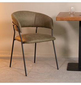 Damn LABEL51 Eetkamerstoel Luuk - Moss - Micro Suede - Zwart Metalen Frame
