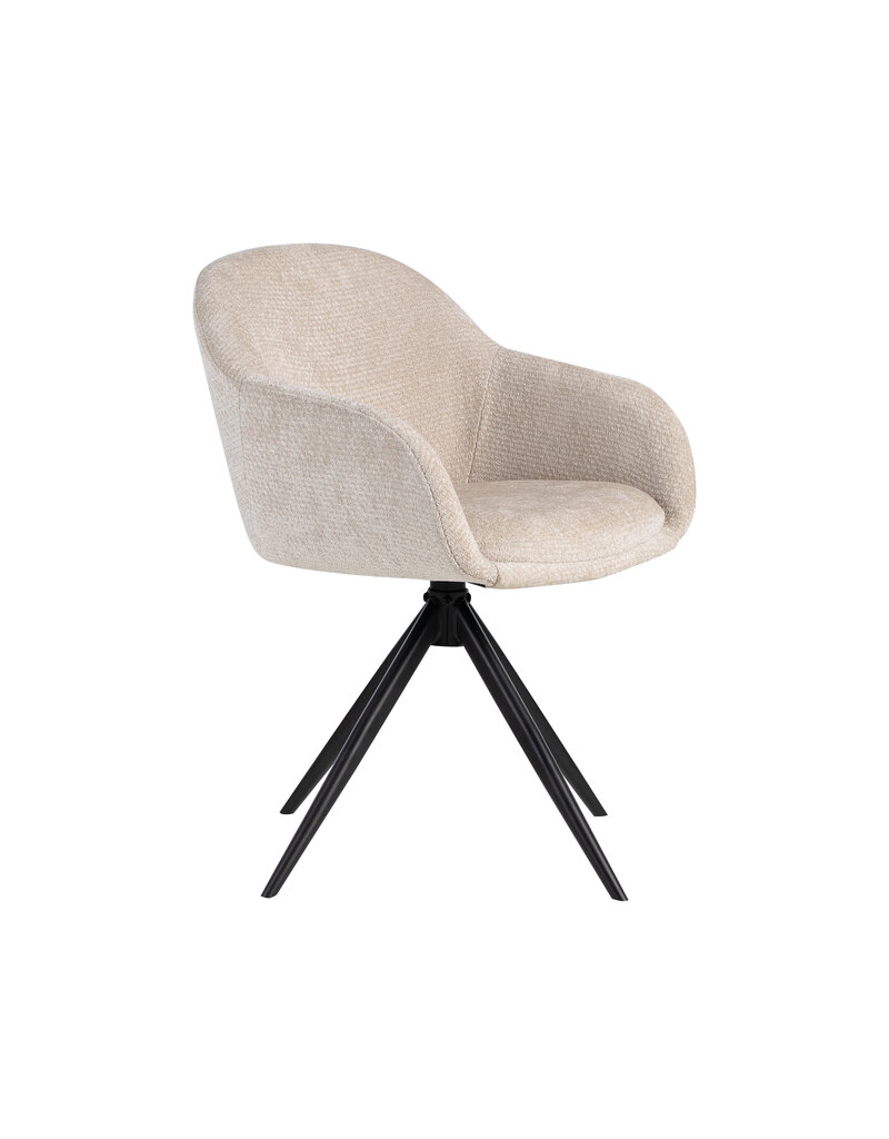 Damn LABEL51 Eetkamerstoel Fiby - Naturel - Elite - Zwart Metalen Frame