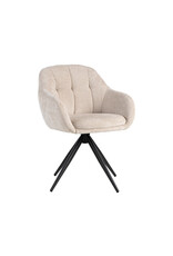 Damn LABEL51 Eetkamerstoel Esma - Naturel - Elite - Zwart Metalen Frame