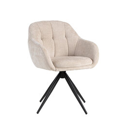 Damn LABEL51 Eetkamerstoel Esma - Naturel - Elite - Zwart Metalen Frame