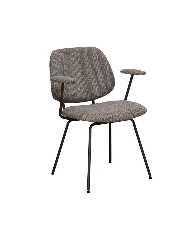 Damn LABEL51 Eetkamerstoel Loreto - Mushroom - Royal Boucle - Brons Metalen Frame