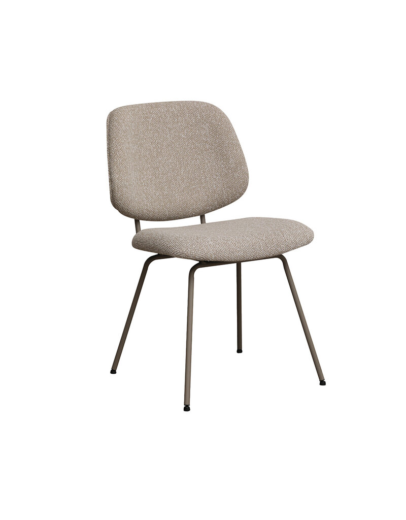 Damn LABEL51 Eetkamerstoel Ravenna - Naturel - Royal Boucle - Taupe Metalen Frame