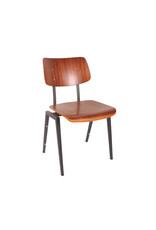 Damn LABEL51 Eetkamerstoel Stapelbaar - Bruin - Hout - Zwart Metalen Frame