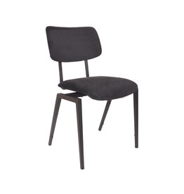 Damn LABEL51 Eetkamerstoel Stapelbaar - Taupe - Fluweel - Zwart Metalen Frame