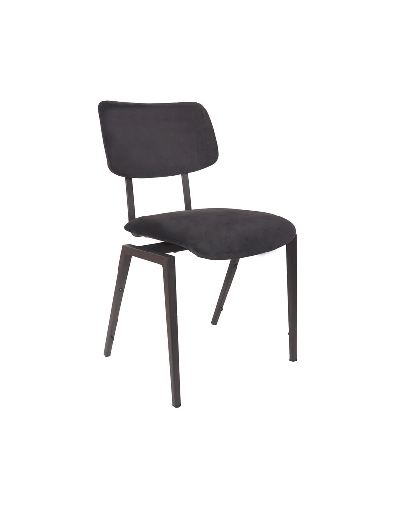 Damn LABEL51 Eetkamerstoel Stapelbaar - Taupe - Fluweel - Zwart Metalen Frame