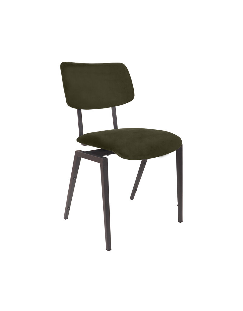 Damn LABEL51 Eetkamerstoel Stapelbaar - Hunter - Fluweel - Zwart Metalen Frame