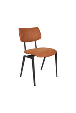 Damn LABEL51 Eetkamerstoel Stapelbaar - Cognac - Micro Suede - Zwart Metalen Frame