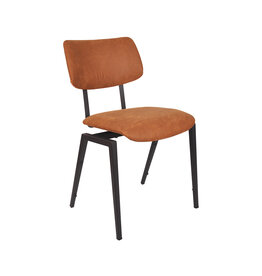 Damn LABEL51 Eetkamerstoel Stapelbaar - Cognac - Micro Suede - Zwart Metalen Frame