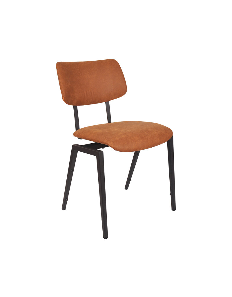 Damn LABEL51 Eetkamerstoel Stapelbaar - Cognac - Micro Suede - Zwart Metalen Frame