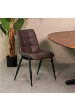 Damn LABEL51 Eetkamerstoel Noor - Antraciet - Micro Suede - Zwart Metalen Frame
