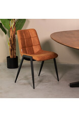 Damn LABEL51 Eetkamerstoel Noor - Cognac - Micro Suede - Zwart Metalen Frame