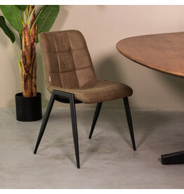 Damn LABEL51 Eetkamerstoel Noor - Moss - Micro Suede - Zwart Metalen Frame