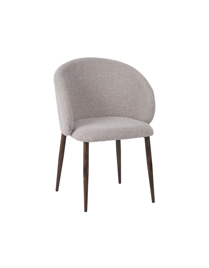 Damn LABEL51 Eetkamerstoel Yuki - Naturel - Royal Boucle - Walnoot Houten Frame