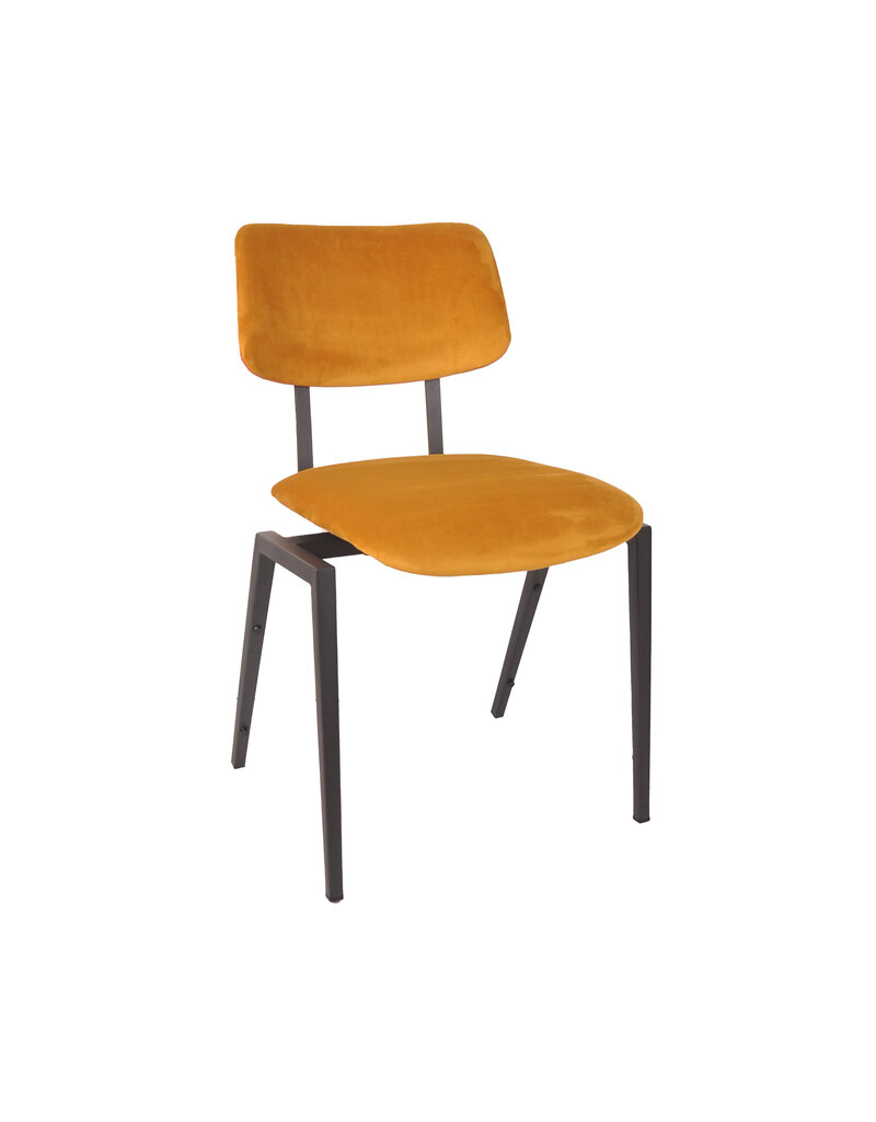 Damn LABEL51 Eetkamerstoel Stapelbaar - Oker - Fluweel - Zwart Metalen Frame