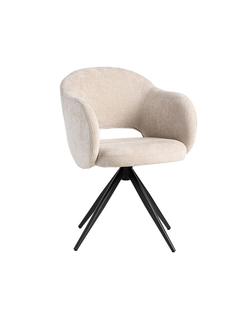 Damn LABEL51 Eetkamerstoel Lela - Naturel - Elite - Zwart Metalen Frame