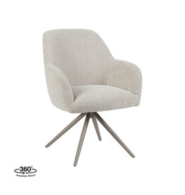 Damn LABEL51 Eetkamerstoel Sayuri - Naturel - Royal Boucle - Taupe Metalen Frame