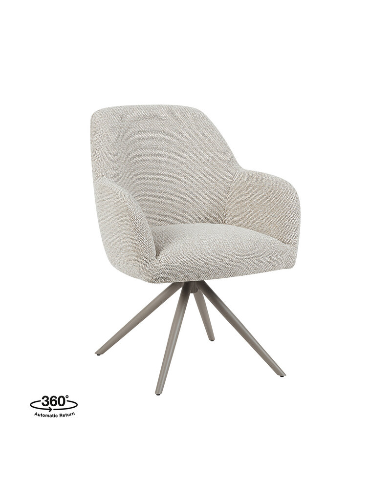 Damn LABEL51 Eetkamerstoel Sayuri - Naturel - Royal Boucle - Taupe Metalen Frame