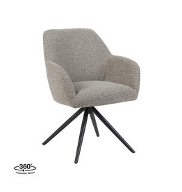 Damn LABEL51 Eetkamerstoel Sayuri - Mushroom - Royal Boucle - Zwart Metalen Frame