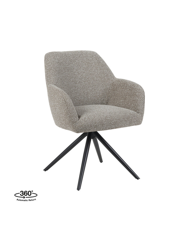 Damn LABEL51 Eetkamerstoel Sayuri - Mushroom - Royal Boucle - Zwart Metalen Frame