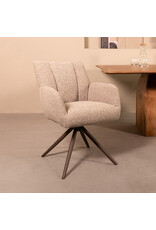 Damn LABEL51 Eetkamerstoel Padua - Mushroom - Royal Boucle - Brons Metalen Frame