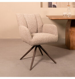 Damn LABEL51 Eetkamerstoel Padua - Mushroom - Royal Boucle - Brons Metalen Frame