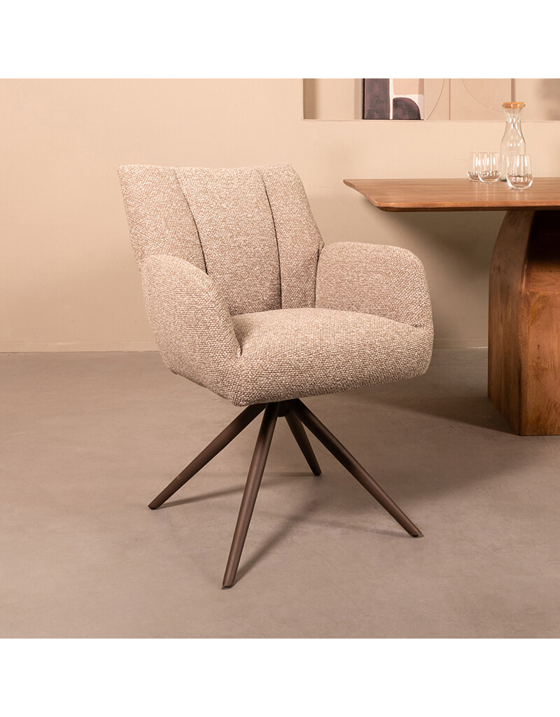 Damn LABEL51 Eetkamerstoel Padua - Mushroom - Royal Boucle - Brons Metalen Frame