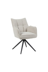 Damn LABEL51 Eetkamerstoel Amalfi - Naturel - Royal Boucle - Zwart Metalen Frame