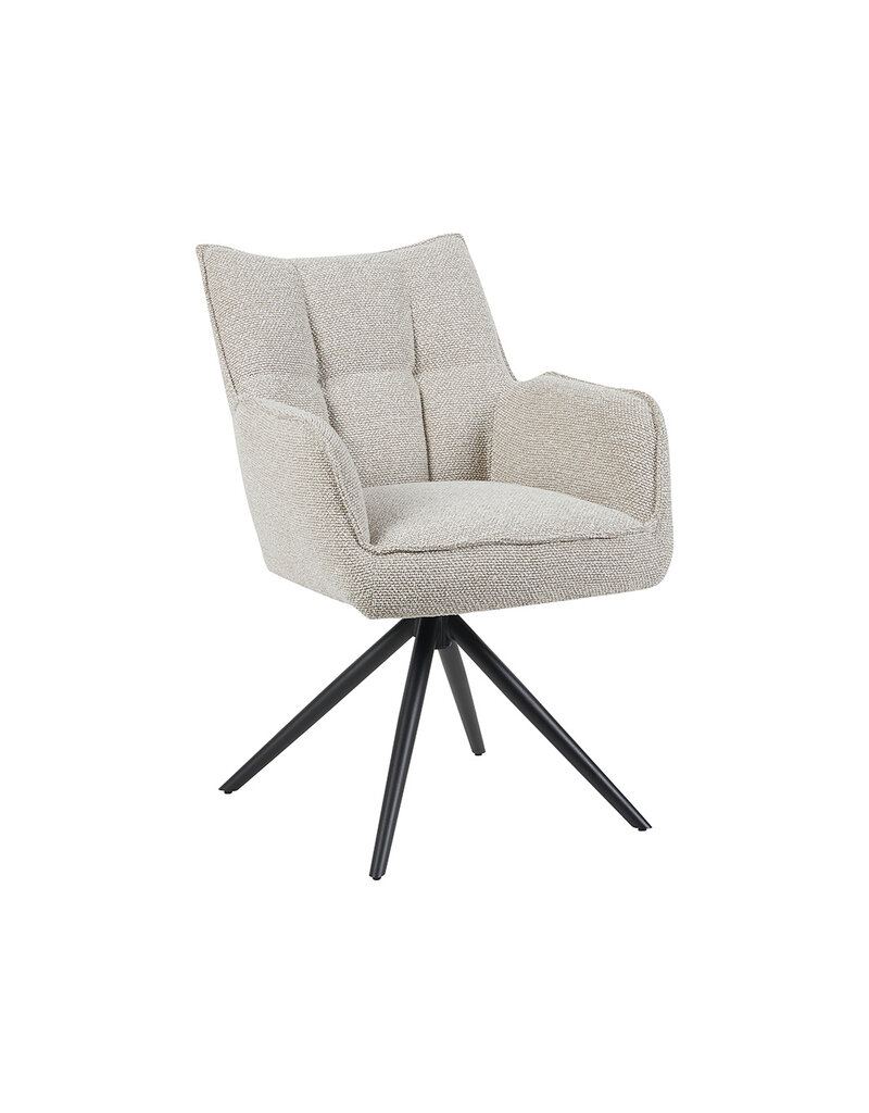 Damn LABEL51 Eetkamerstoel Amalfi - Naturel - Royal Boucle - Zwart Metalen Frame