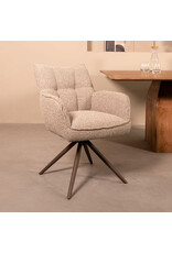 Damn LABEL51 Eetkamerstoel Amalfi - Mushroom - Royal Boucle - Brons Metalen Frame