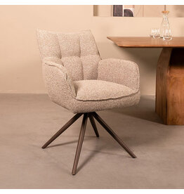 Damn LABEL51 Eetkamerstoel Amalfi - Mushroom - Royal Boucle - Brons Metalen Frame