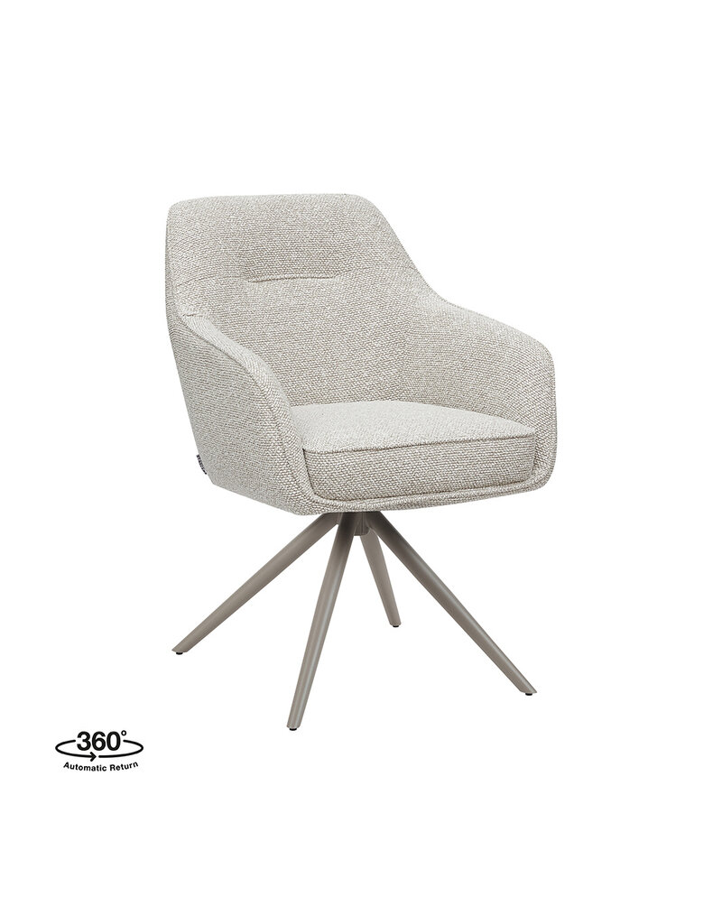 Damn LABEL51 Eetkamerstoel Akira - Naturel - Royal Boucle - Taupe Metalen Frame