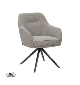 Damn LABEL51 Eetkamerstoel Akira - Mushroom - Royal Boucle - Zwart Metalen Frame