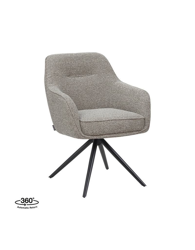 Damn LABEL51 Eetkamerstoel Akira - Mushroom - Royal Boucle - Zwart Metalen Frame