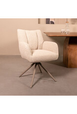 Damn LABEL51 Eetkamerstoel Padua - Naturel - Royal Boucle - Taupe Metalen Frame