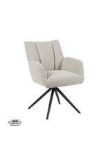 Damn LABEL51 Eetkamerstoel Padua - Naturel - Royal Boucle - Zwart Metalen Frame