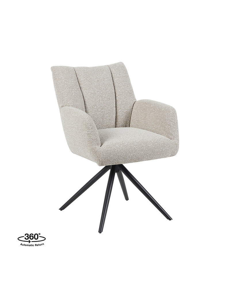 Damn LABEL51 Eetkamerstoel Padua - Naturel - Royal Boucle - Zwart Metalen Frame