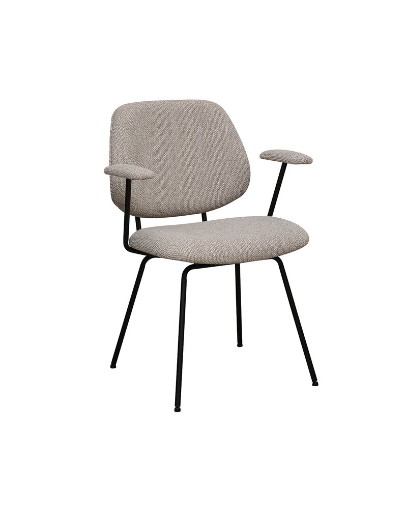 Damn LABEL51 Eetkamerstoel Loreto - Naturel - Royal Boucle - Zwart Metalen Frame