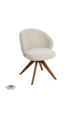 Damn LABEL51 Eetkamerstoel Sabi - Naturel - Royal Boucle - Walnoot Houten Frame