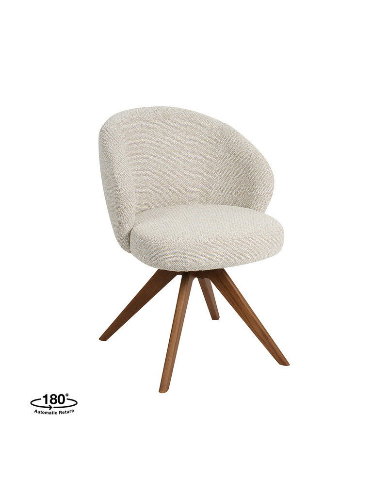 Damn LABEL51 Eetkamerstoel Sabi - Naturel - Royal Boucle - Walnoot Houten Frame