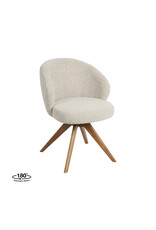 Damn LABEL51 Eetkamerstoel Sabi - Naturel - Royal Boucle - Naturel Houten Frame