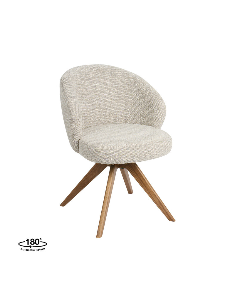 Damn LABEL51 Eetkamerstoel Sabi - Naturel - Royal Boucle - Naturel Houten Frame